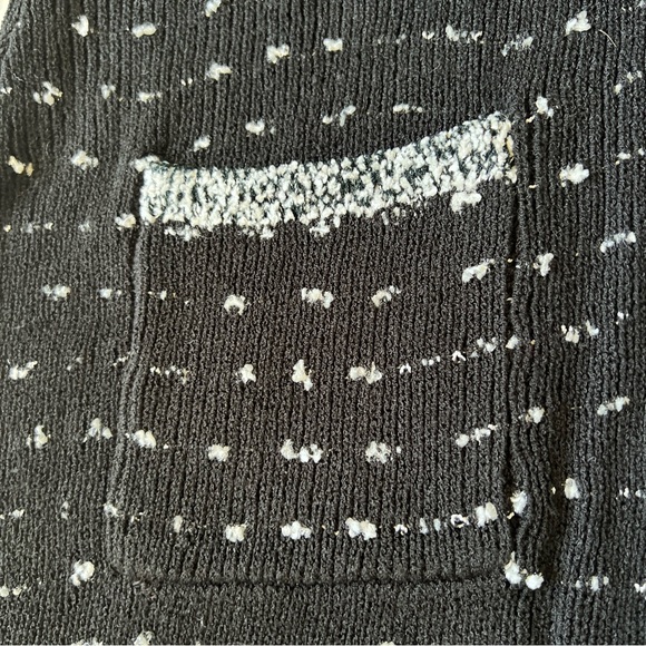 Neiman Marcus Sz M Women's Black White Open Front Cardigan Sweater Long Pocket - Picture 10 of 15
